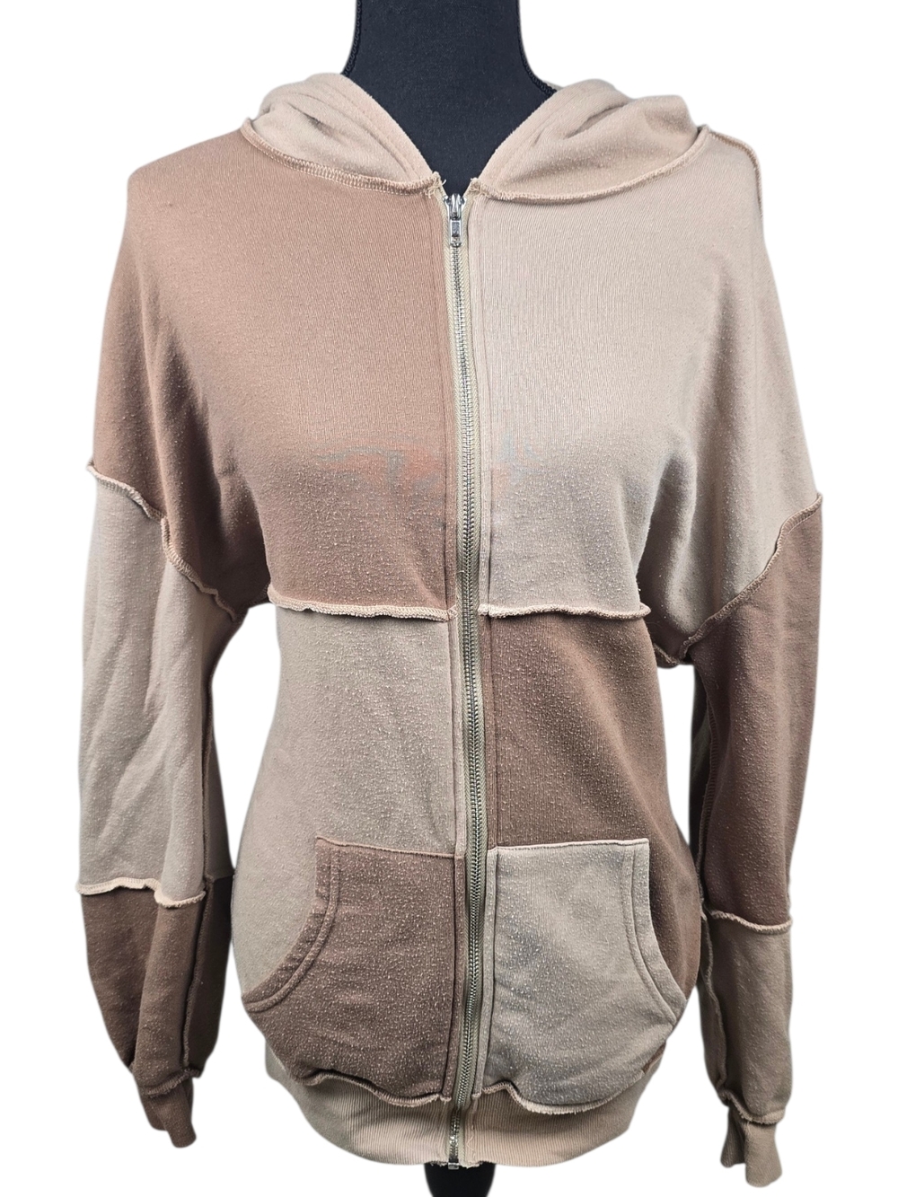 Rue21 Two-Tone Color Block & Beige Zip Hoodie